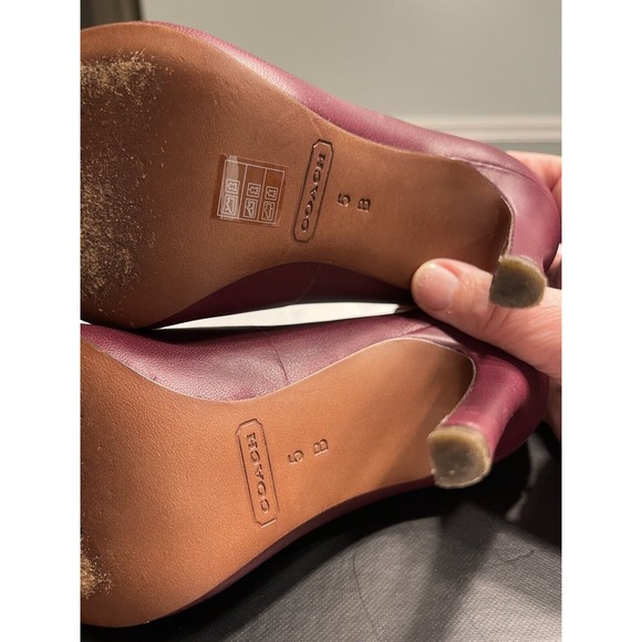 Coach Nacie Snakeskin Toecap Gold Logo Across Foot Top 4” Heel Shoes Sz 5B -IOB - Picture 12 of 16